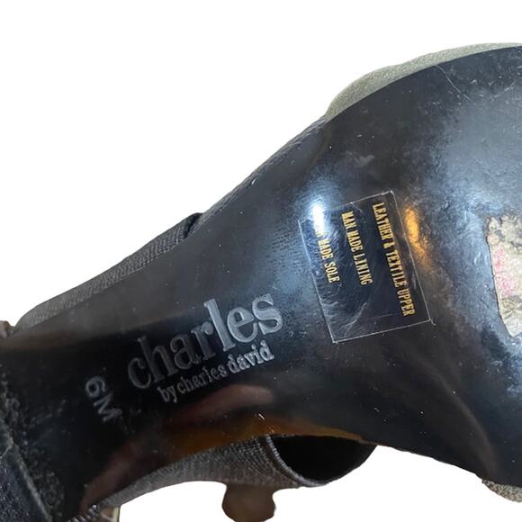 Charles David Gray Suede Leather Cap Toe Ankle Strap Chunky Heels Women Sz 6 - Picture 7 of 11